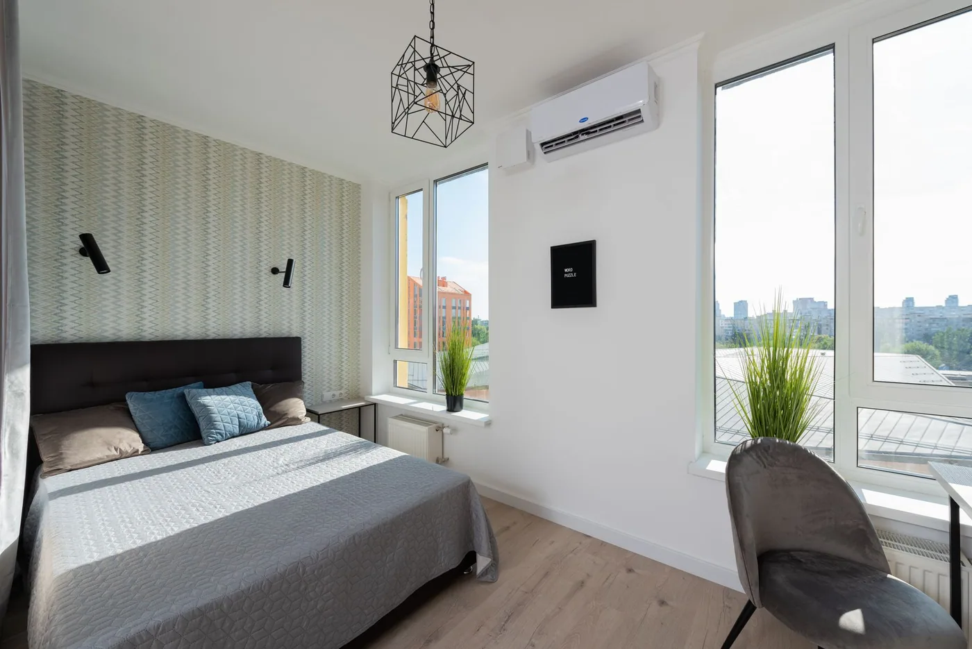 Air conditioning keeping a bright modern living room cool